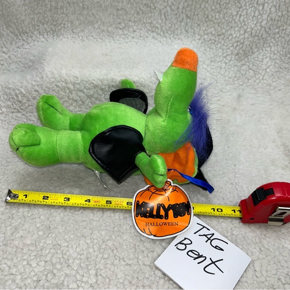 Kellytoy rat w/leather vest vintage halloween green purple orange paper tag 7" - Picture 12 of 13